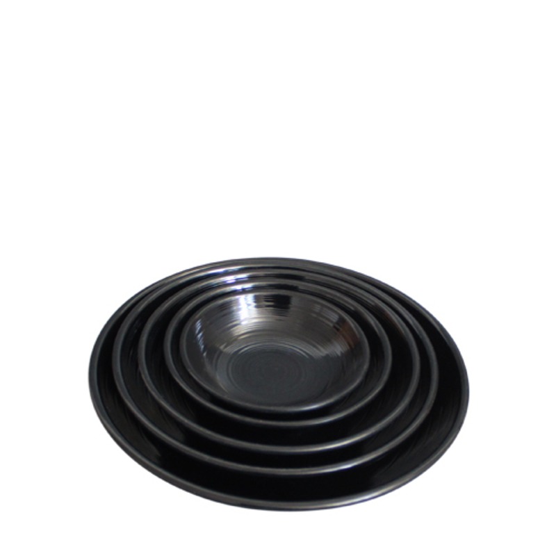 빗살무전사(블랙) 빗살한식찬기4호 (지름 128mm) 멜라민 업소용 식당그릇