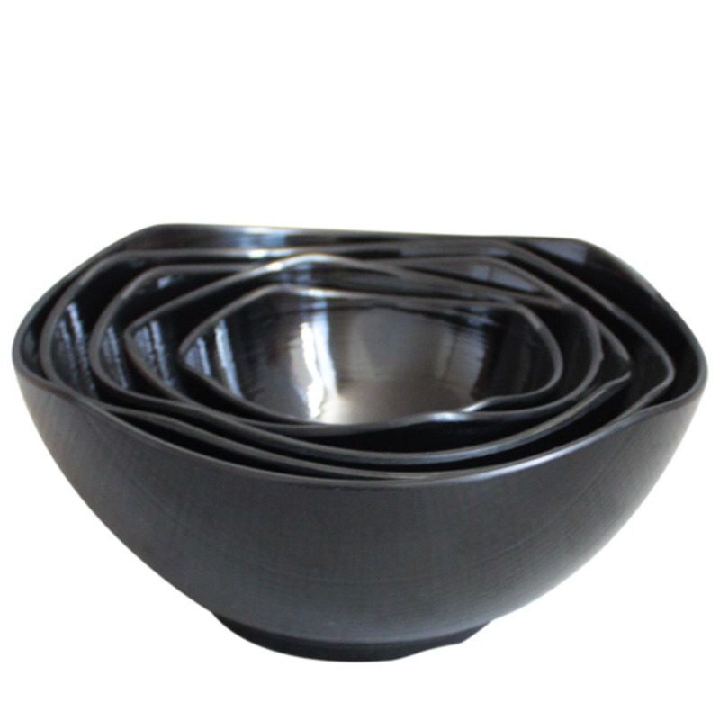 빗살무전사(블랙) 빗살사각볼3호 (지름 168mm) 멜라민 업소용 식당그릇