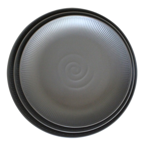 회색도기 줄무늬원형찜기13 멜라민 업소용 식당그릇