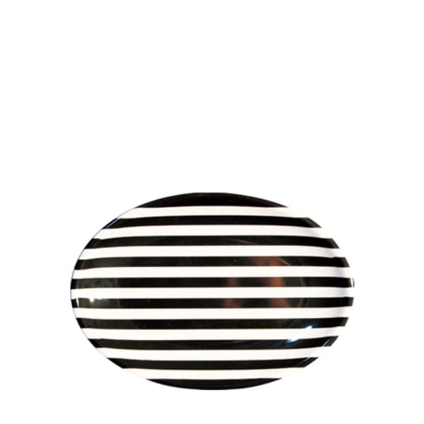 흑백줄무늬 타원접시8 멜라민 업소용 식당그릇