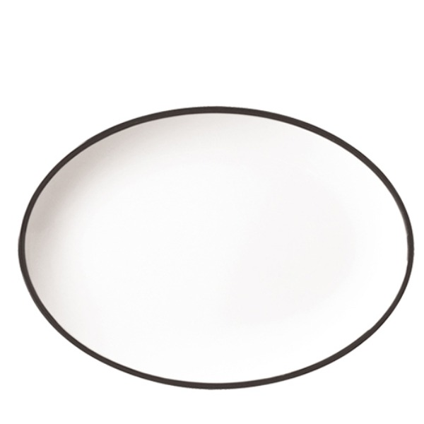 흑백투톤 타원접시16 D2216L (410mm) 멜라민 업소용 식당그릇