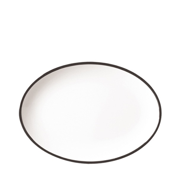 흑백투톤 타원접시12 D2212L (310mm) 멜라민 업소용 식당그릇