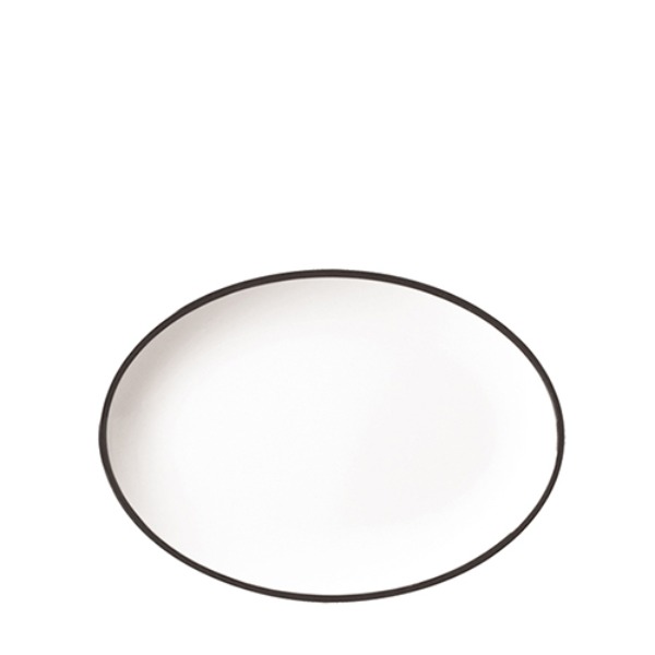 흑백투톤 타원접시10 D2210L (255mm) 멜라민 업소용 식당그릇
