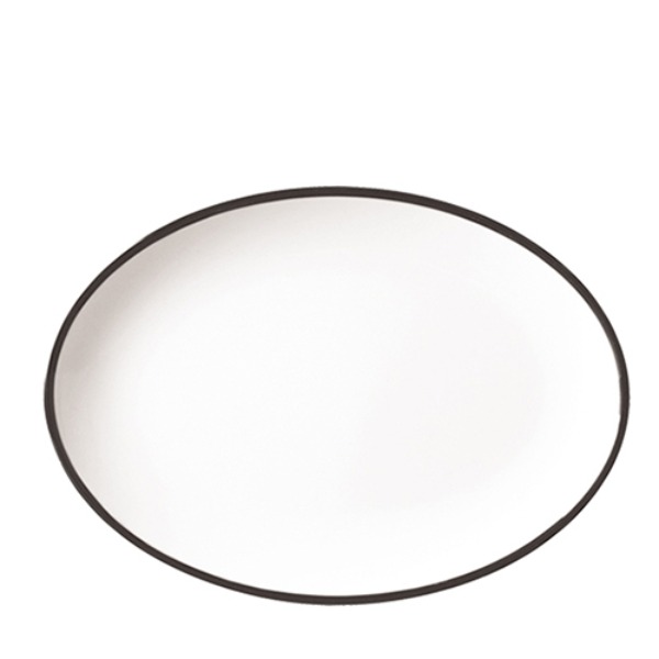 흑백투톤 타원접시14 D2214L (360mm) 멜라민 업소용 식당그릇
