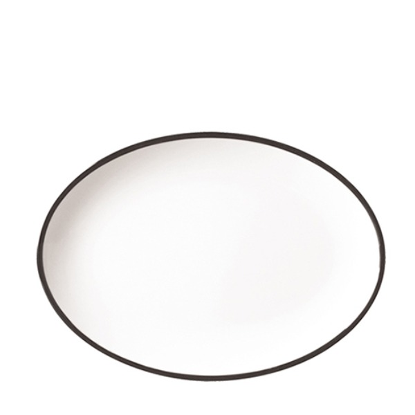 흑백투톤 타원접시13 D2213L (335mm) 멜라민 업소용 식당그릇