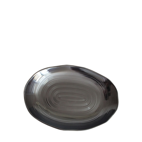 빗살무전사(블랙) 빗살타원접시10인치 (최장 지름 253mm) 멜라민 업소용 식당그릇