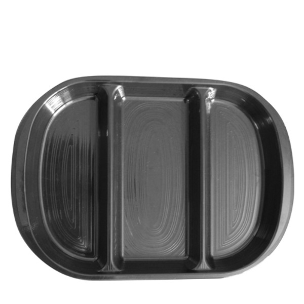 빗살무전사(블랙) 빗살직3절찬접시 (최장 지름 278mm) 멜라민 업소용 식당그릇