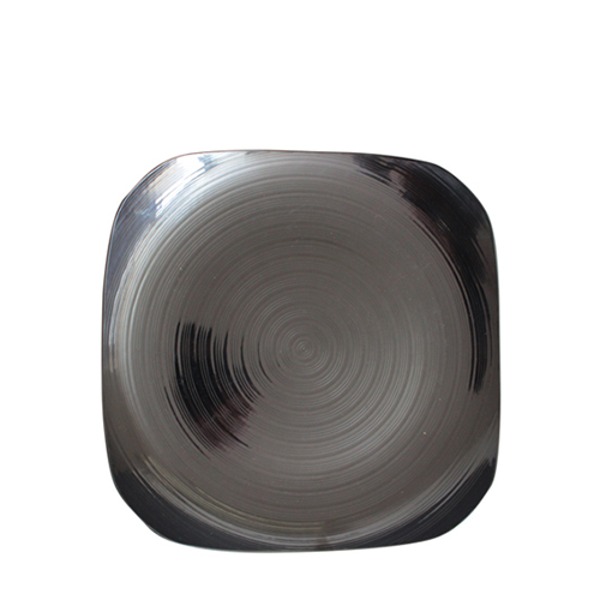빗살무전사(블랙) 빗살사각접시12인치 (최장 지름 297mm) 멜라민 업소용 식당그릇